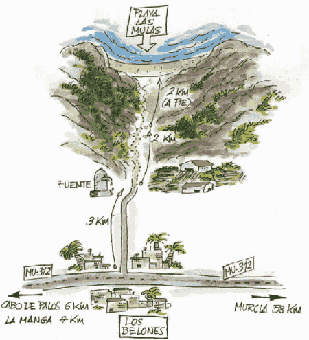 Cala de las Mulas playa nudista map