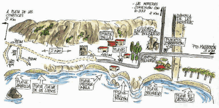 Cala Amarilla playa nudista map